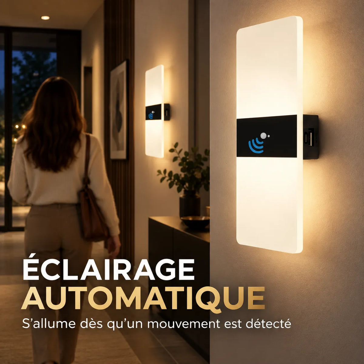 Appliques Murales LED | Lampe murale rechargeable à détecteur de mouvement