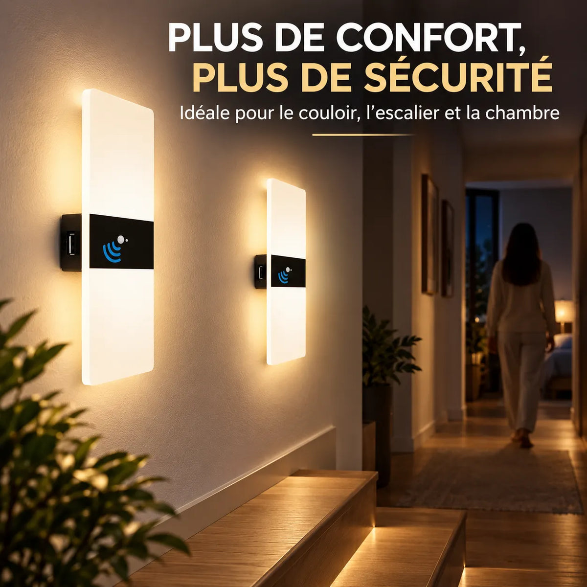 Appliques Murales LED | Lampe murale rechargeable à détecteur de mouvement