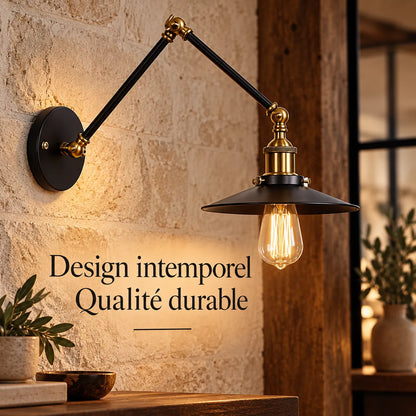 Applique Murale Nordica Noir | Lampe murale réglable en fer, chambre, bureau et chevet