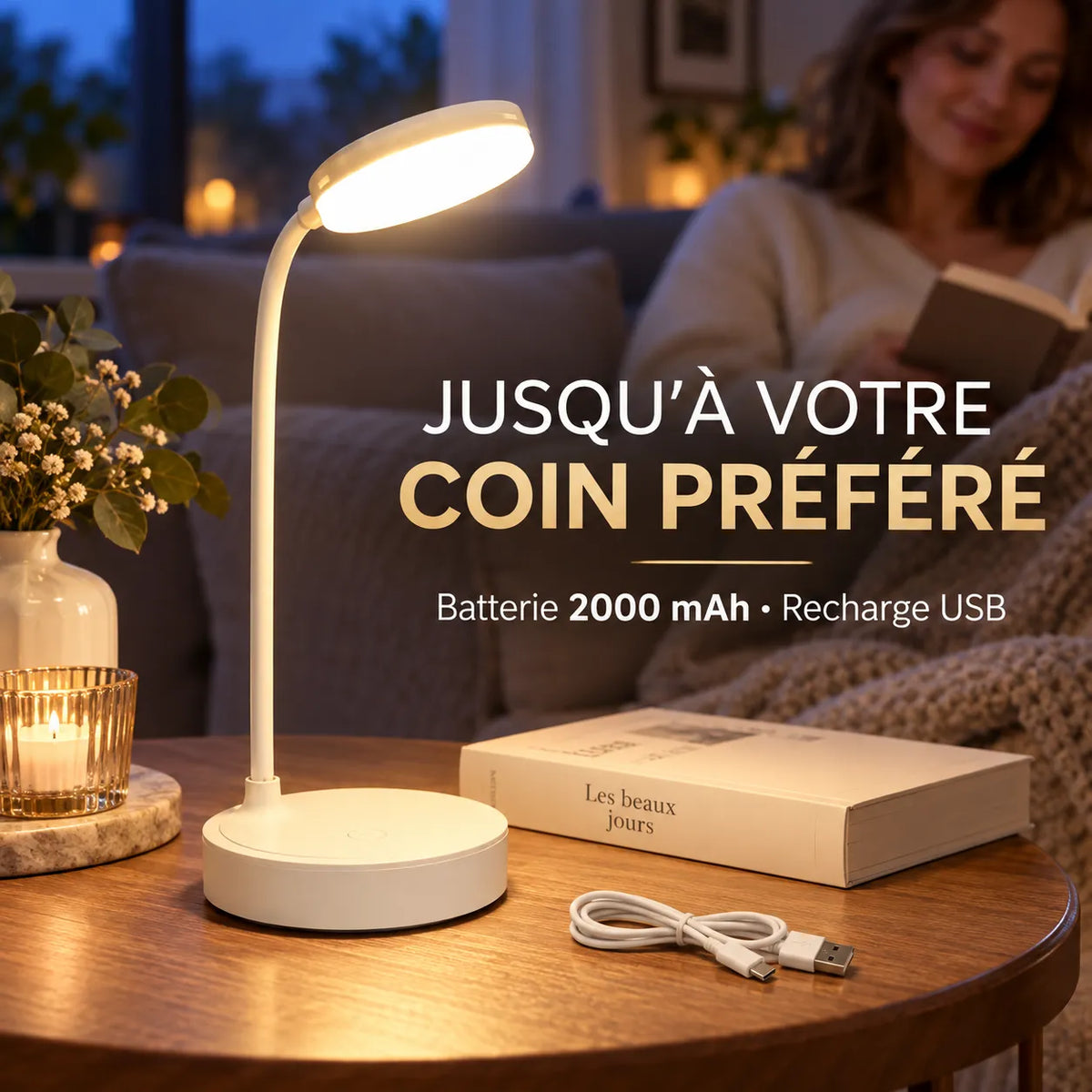 Lampe de Bureau LED Portable  | Lampe de chevet tactile, 9 modes de luminosité