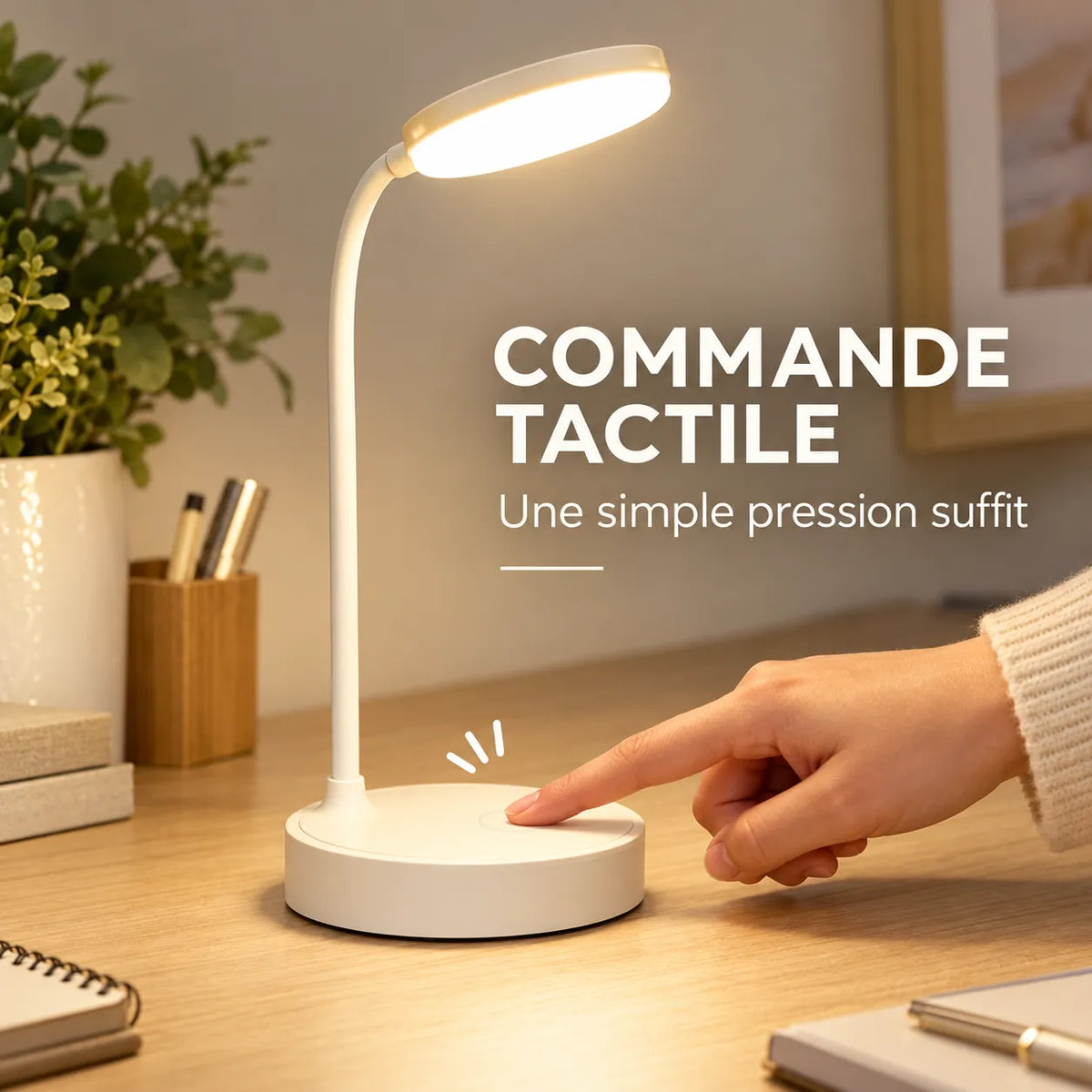 Lampe de Bureau LED Portable  | Lampe de chevet tactile, 9 modes de luminosité