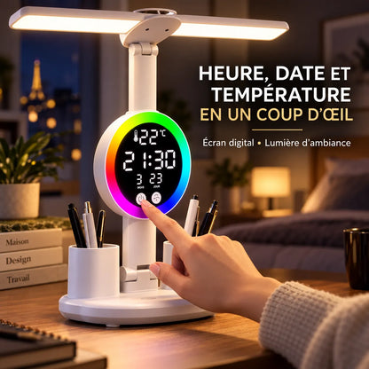 Lampe de Bureau | Lampe de chevet LED avec ventilateur et horloge