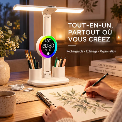 Lampe de Bureau | Lampe de chevet LED avec ventilateur et horloge