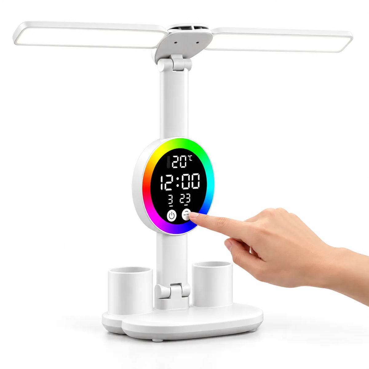 Lampe de Bureau | Lampe de chevet LED avec ventilateur et horloge