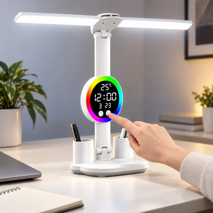 Lampe de Bureau | Lampe de chevet LED avec ventilateur et horloge