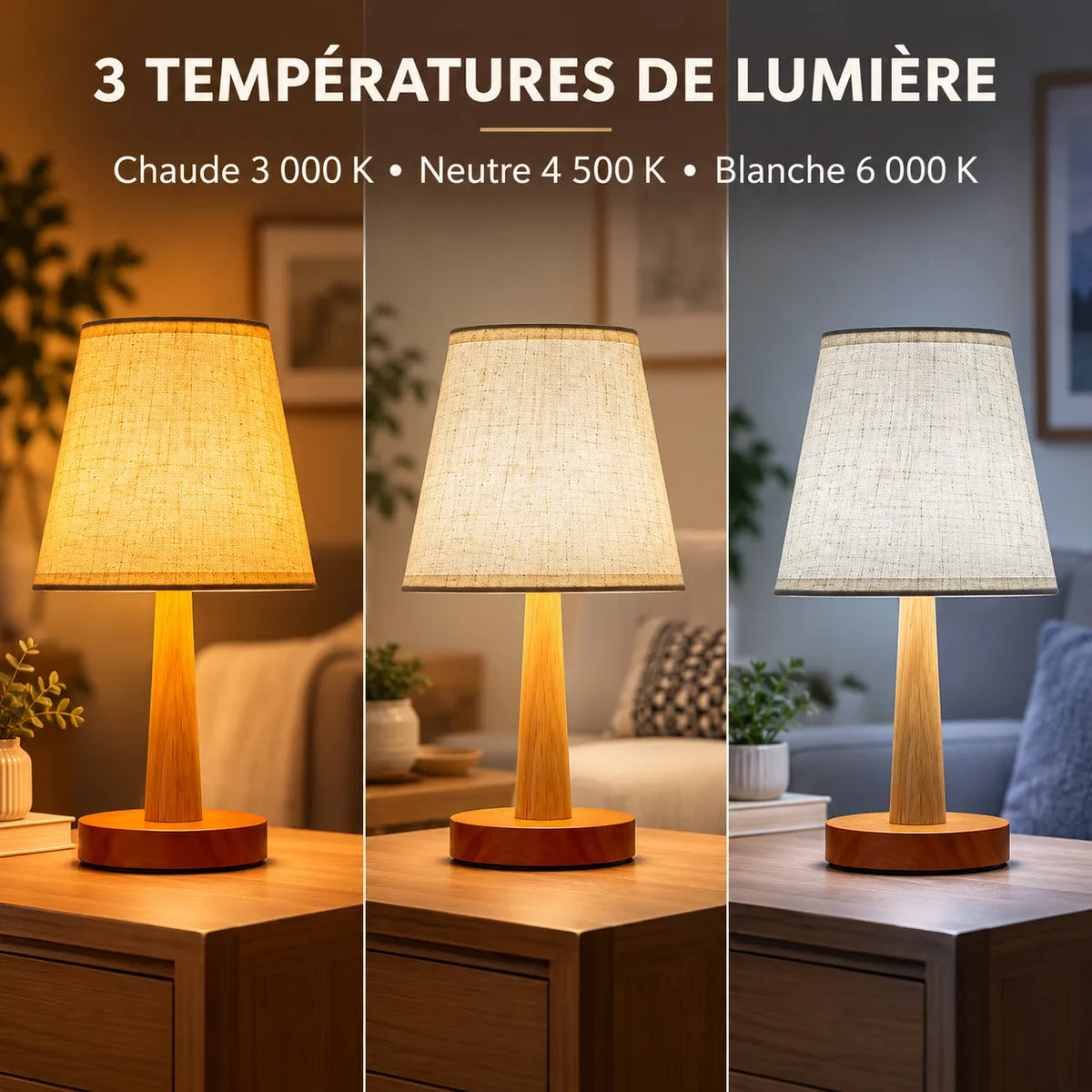 Lampe de Table Style Japonais | Lampe de chevet en tissu, ambiance rétro et chaleureuse