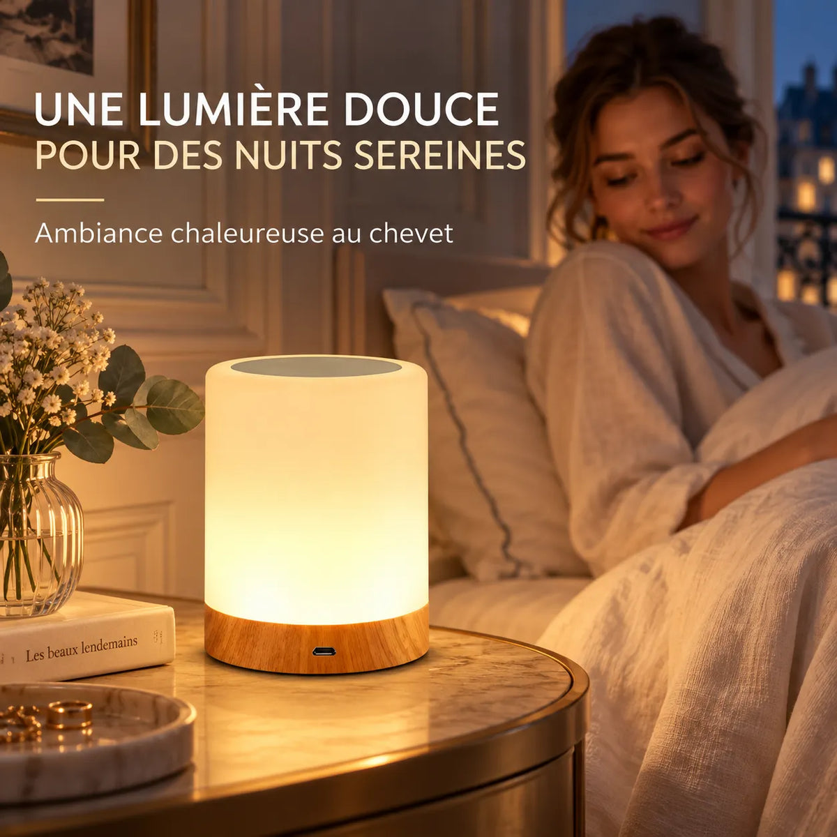 Lampe de Chevet ammtoo | Lampe tactile RGB rechargeable, veilleuse pour chambre