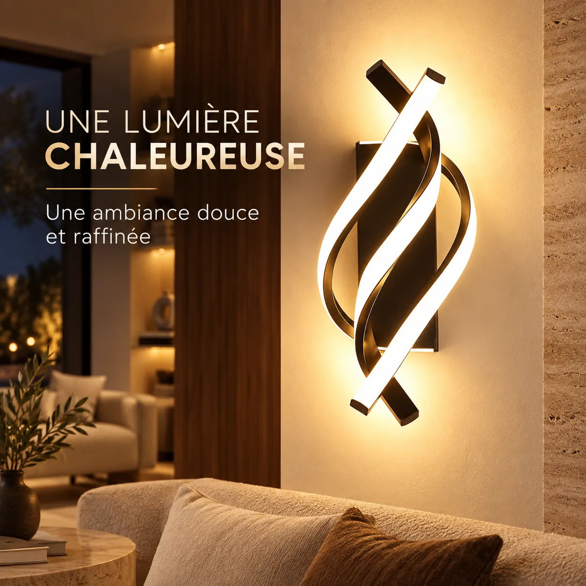 Applique Murale Spirale | Lampe murale LED design courbé, chambre, salon et couloir