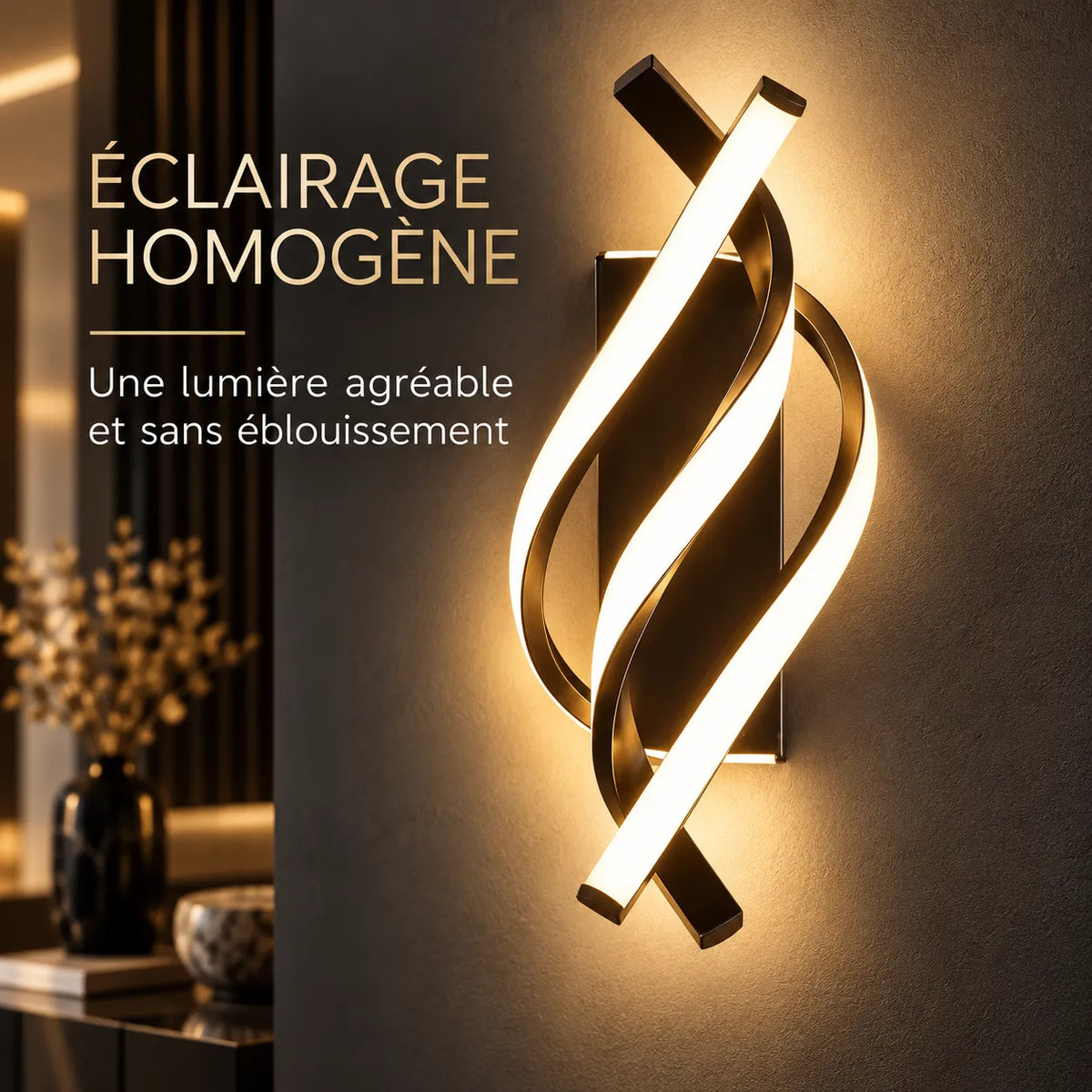 Applique Murale Spirale | Lampe murale LED design courbé, chambre, salon et couloir