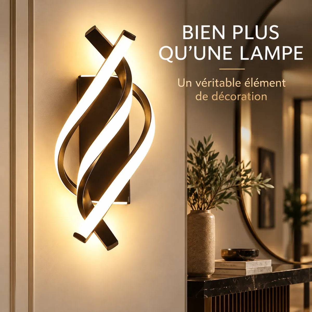 Applique Murale Spirale | Lampe murale LED design courbé, chambre, salon et couloir
