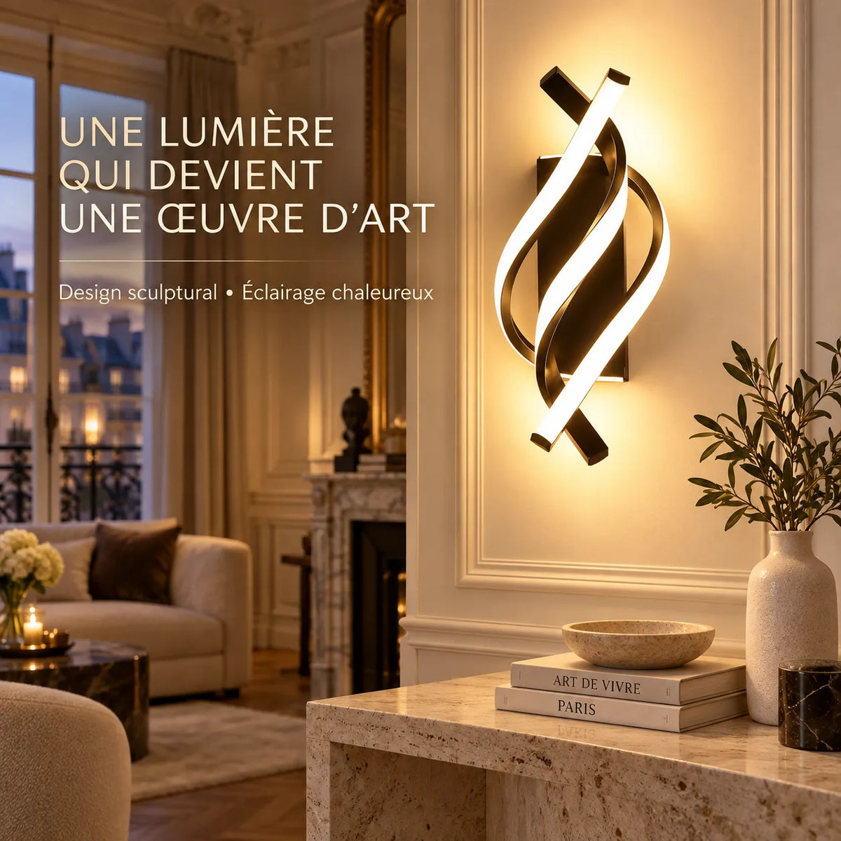 Applique Murale Spirale | Lampe murale LED design courbé, chambre, salon et couloir