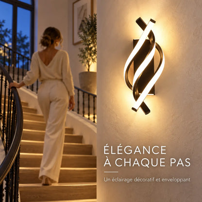 Applique Murale Spirale | Lampe murale LED design courbé, chambre, salon et couloir