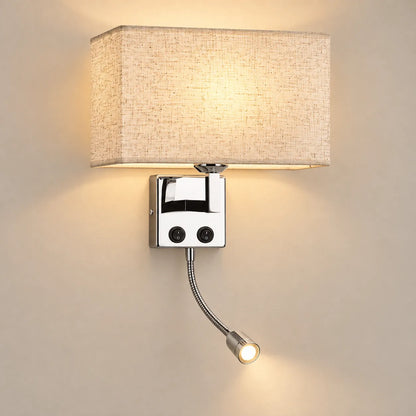 Applique Murale ShineSoul | Lampe murale en tissu E27 avec interrupteur, chambre et bureau