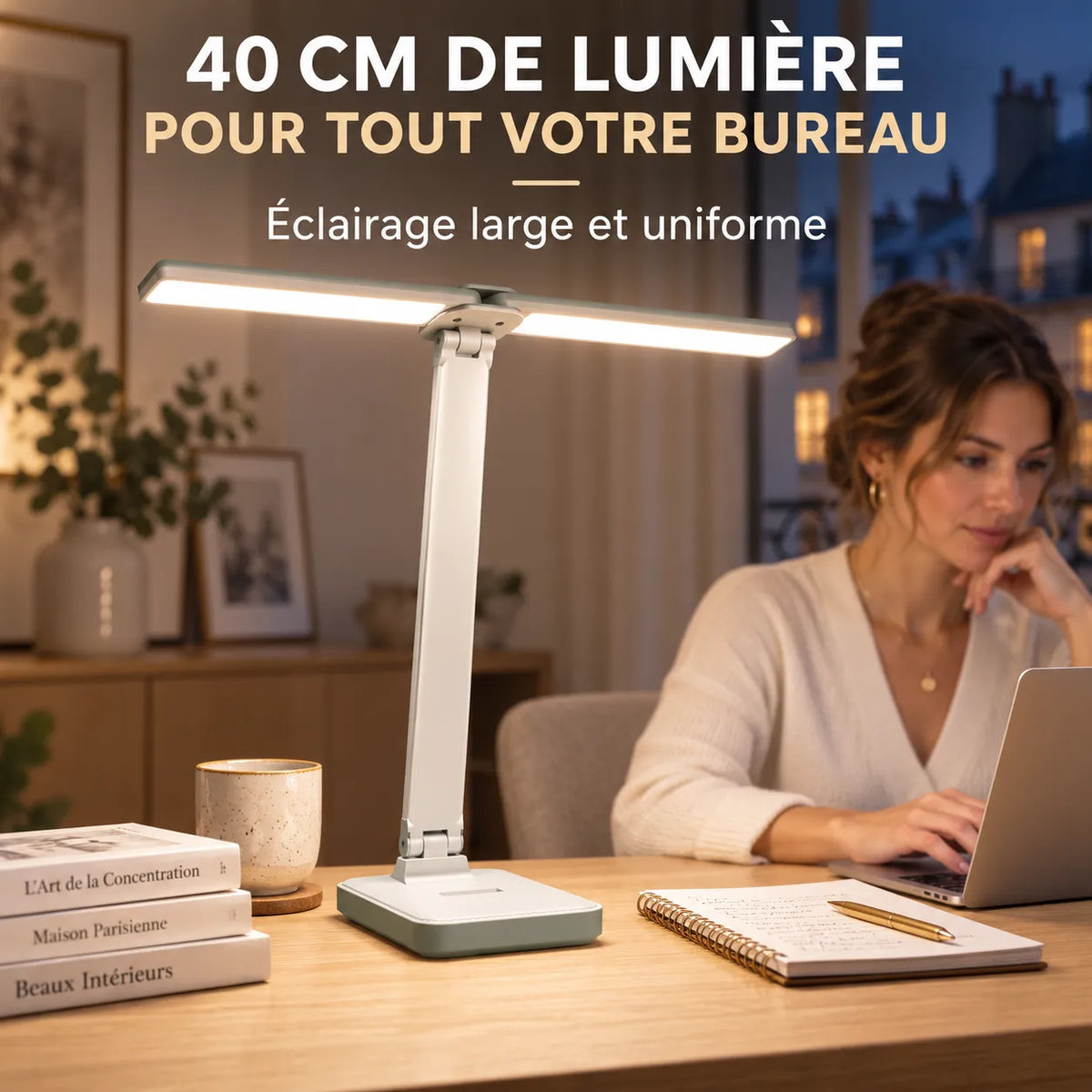 Lampe de Bureau | Lampe de chevet USB tactile, 3 niveaux de luminosité