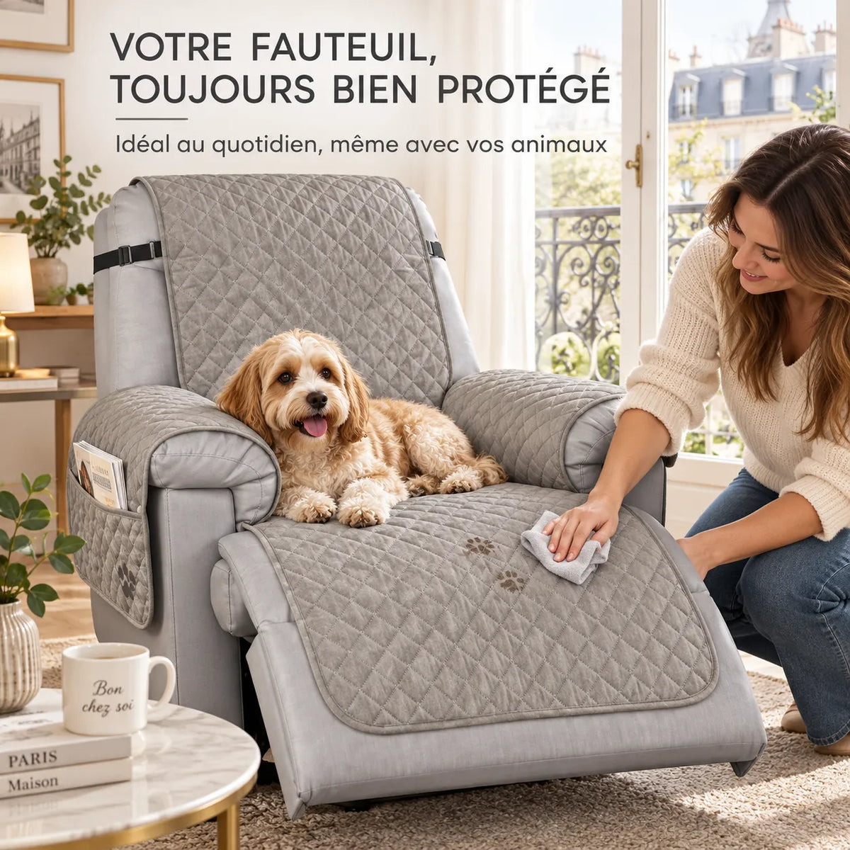 Housse de canapé inclinable | Couvre canapé antidérapant pour animaux