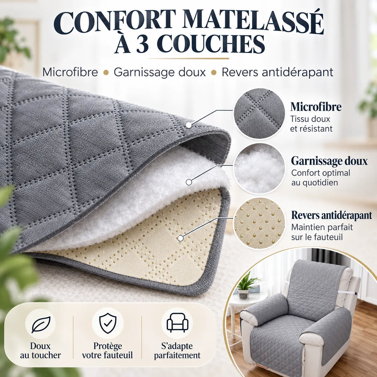 Housse de canapé inclinable | Couvre canapé antidérapant pour animaux