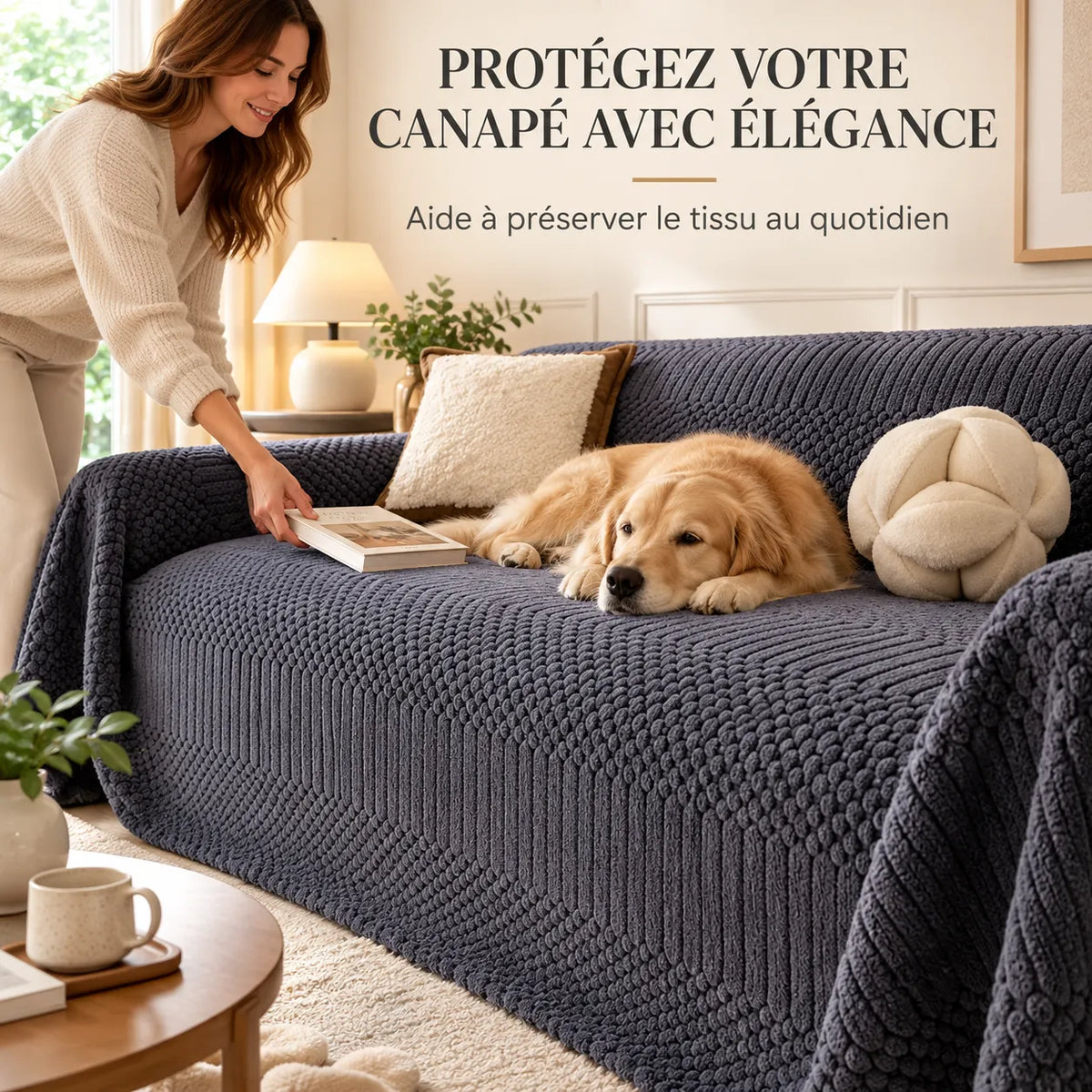 Housse de canapé bohème | Couvre canapé épais en polaire jacquard