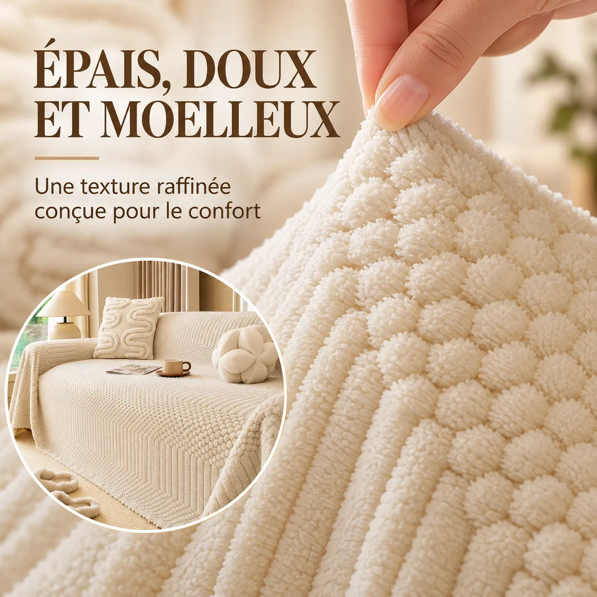Housse de canapé bohème | Couvre canapé épais en polaire jacquard