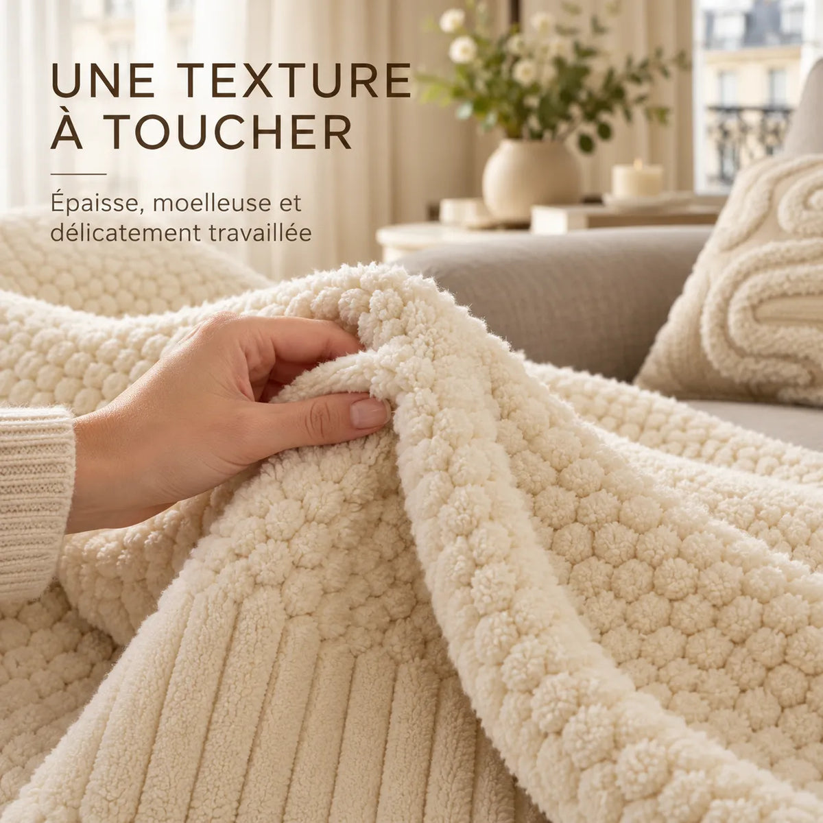 Housse de canapé bohème | Couvre canapé épais en polaire jacquard