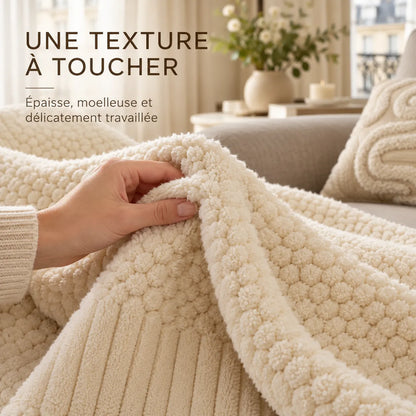 Housse de canapé bohème | Couvre canapé épais en polaire jacquard