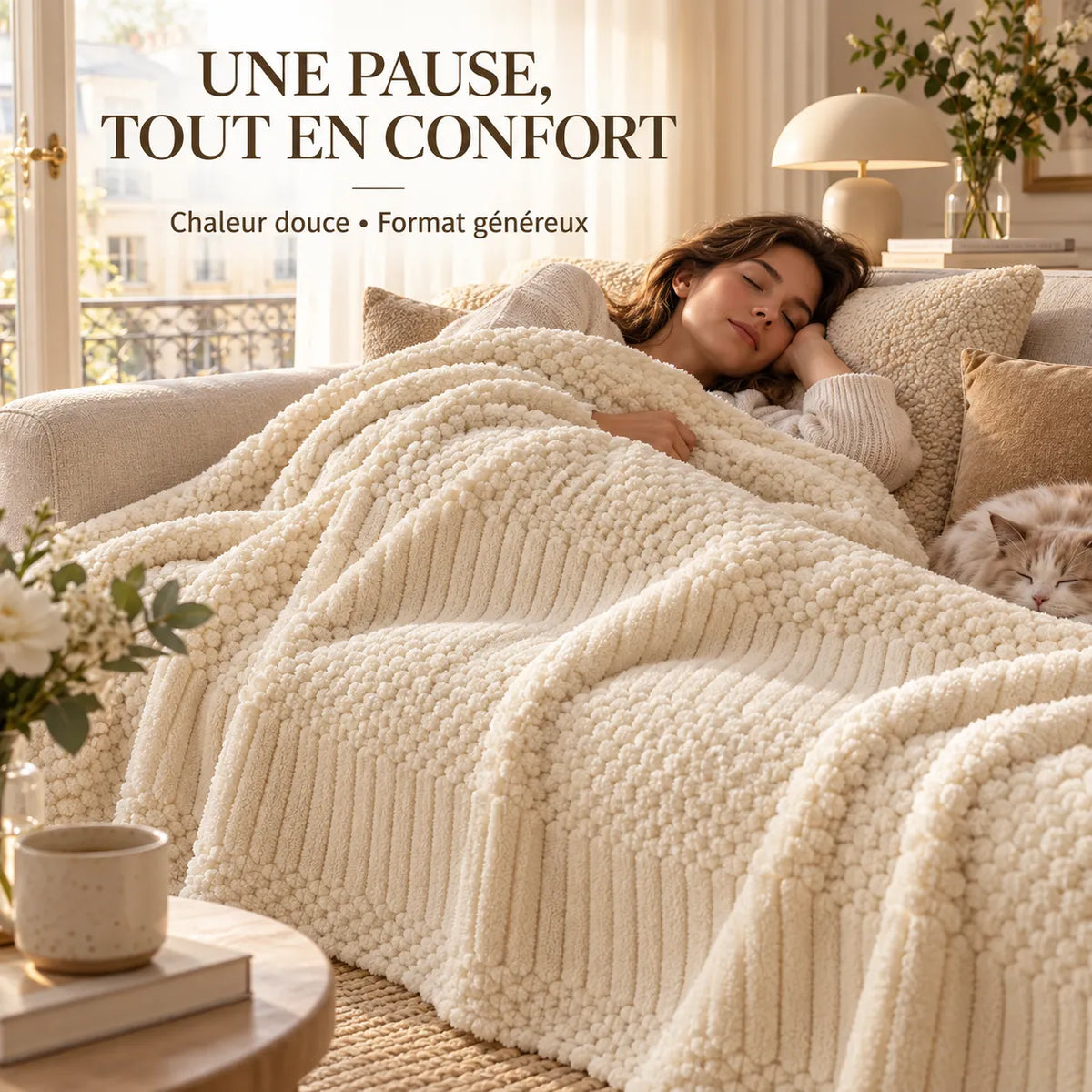 Housse de canapé bohème | Couvre canapé épais en polaire jacquard