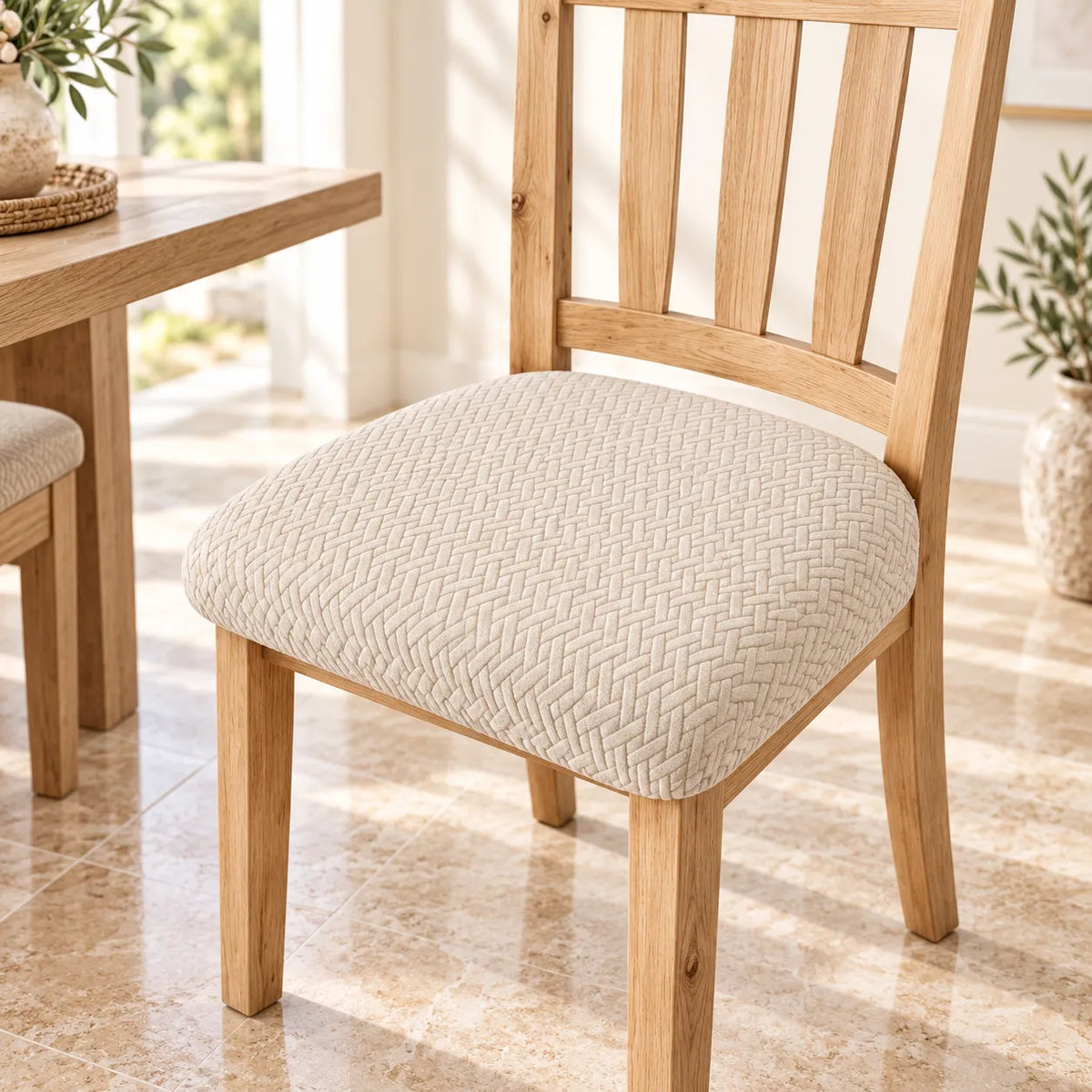 Housse de chaise épaissie | Protection de coussin extensible en jacquard