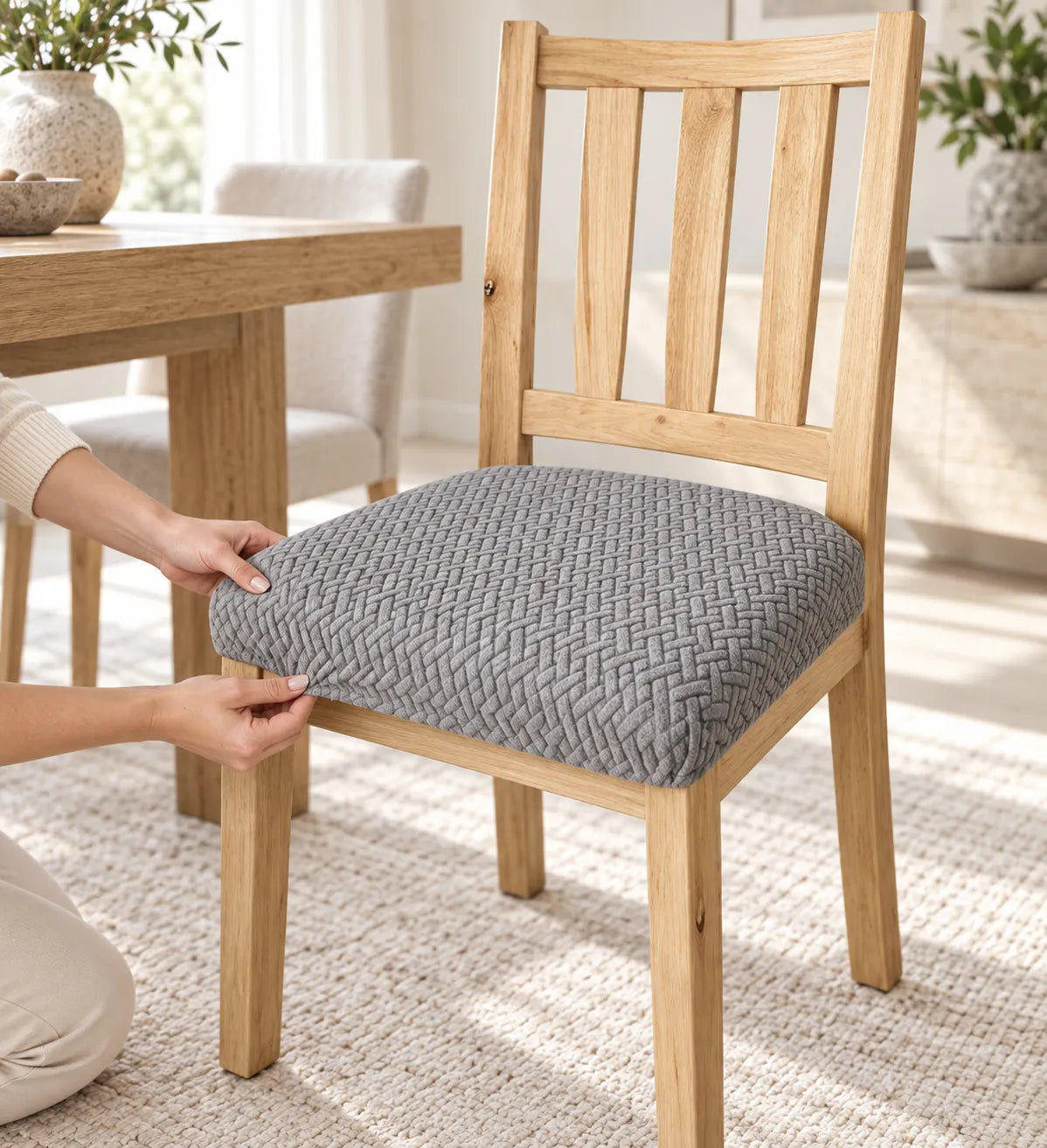 Housse de chaise épaissie | Protection de coussin extensible en jacquard