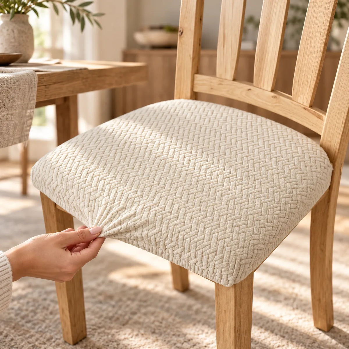 Housse de chaise épaissie | Protection de coussin extensible en jacquard