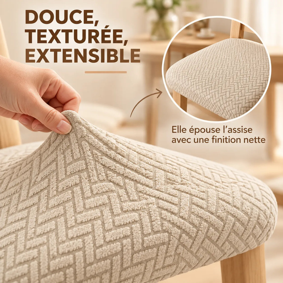 Housse de chaise épaissie | Protection de coussin extensible en jacquard