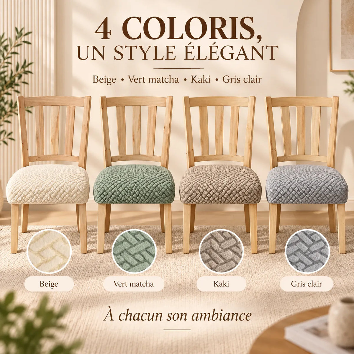 Housse de chaise épaissie | Protection de coussin extensible en jacquard