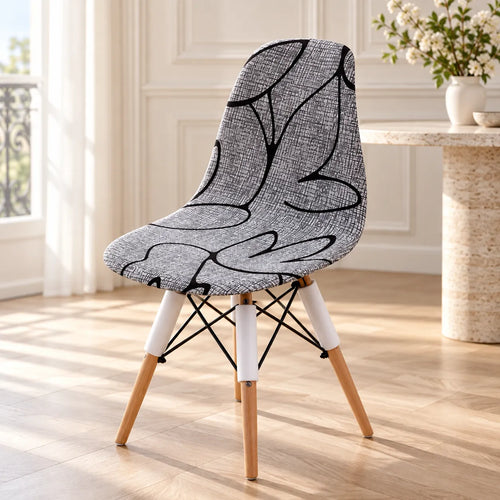 Housse de chaise coquille | Extensible, imprimée et amovible