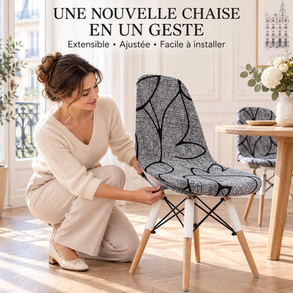 Housse de chaise coquille | Extensible, imprimée et amovible