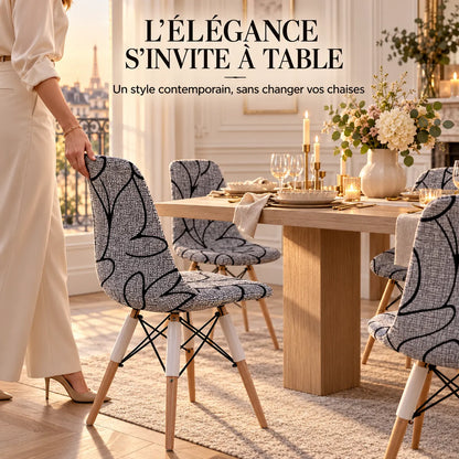 Housse de chaise coquille | Extensible, imprimée et amovible