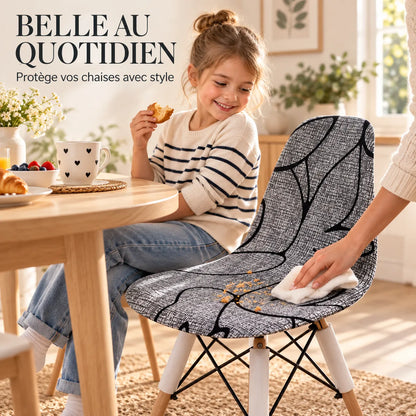 Housse de chaise coquille | Extensible, imprimée et amovible