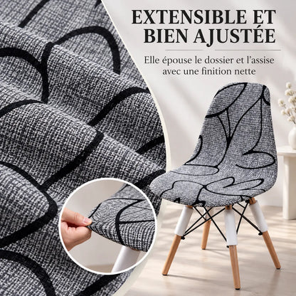 Housse de chaise coquille | Extensible, imprimée et amovible