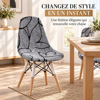 Housse de chaise coquille | Extensible, imprimée et amovible