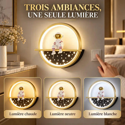 Applique murale chambre enfant | Lampe astronaute à lumière tricolore