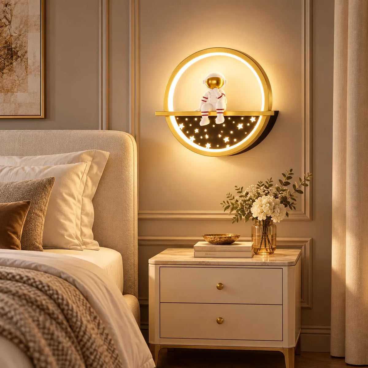 Applique murale chambre enfant | Lampe astronaute à lumière tricolore