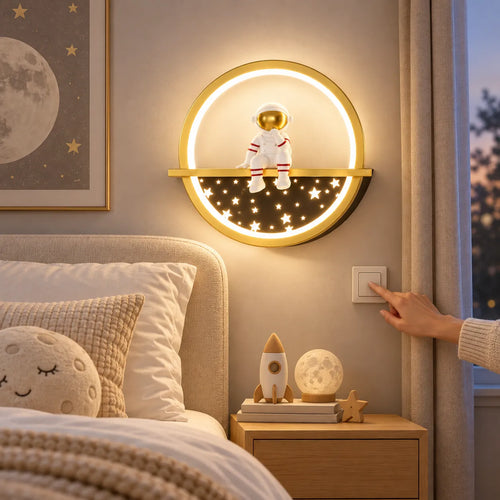 Applique murale chambre enfant | Lampe astronaute à lumière tricolore