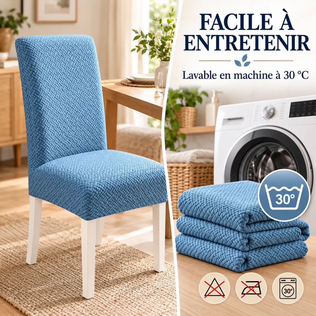 Housse de chaise extensible | Protection universelle en jacquard