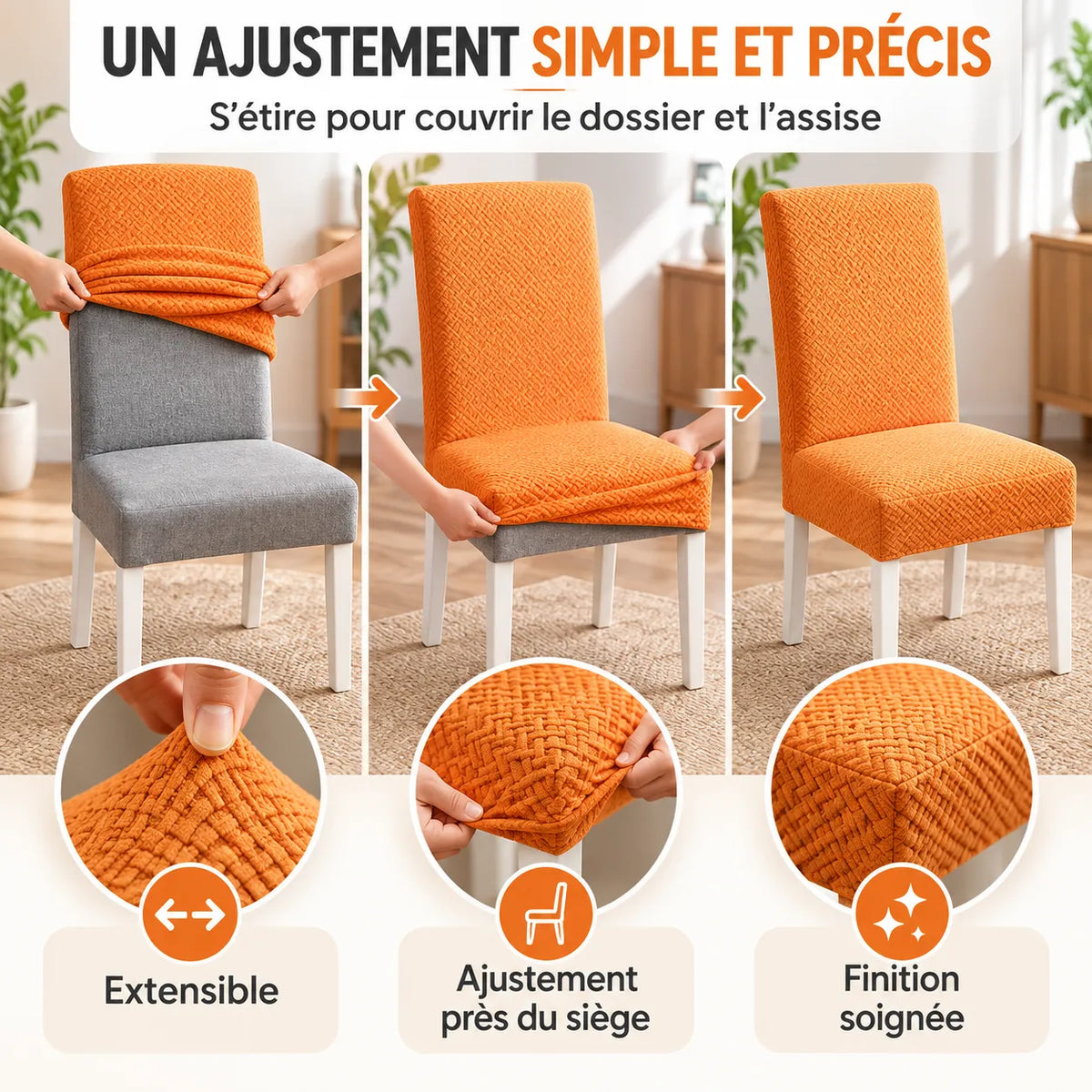 Housse de chaise extensible | Protection universelle en jacquard