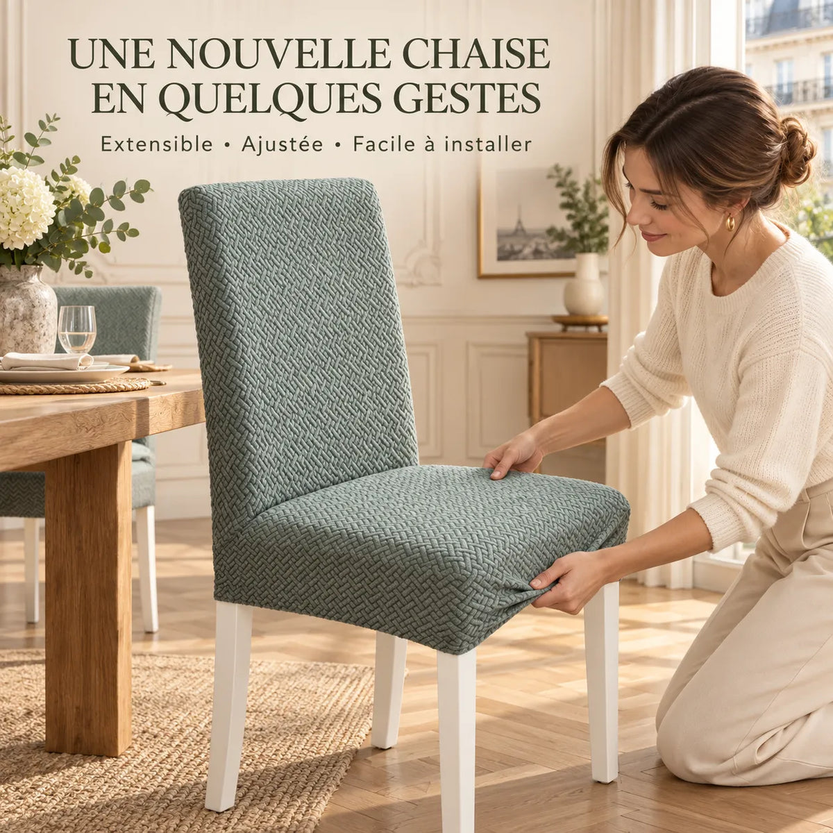 Housse de chaise extensible | Protection universelle en jacquard