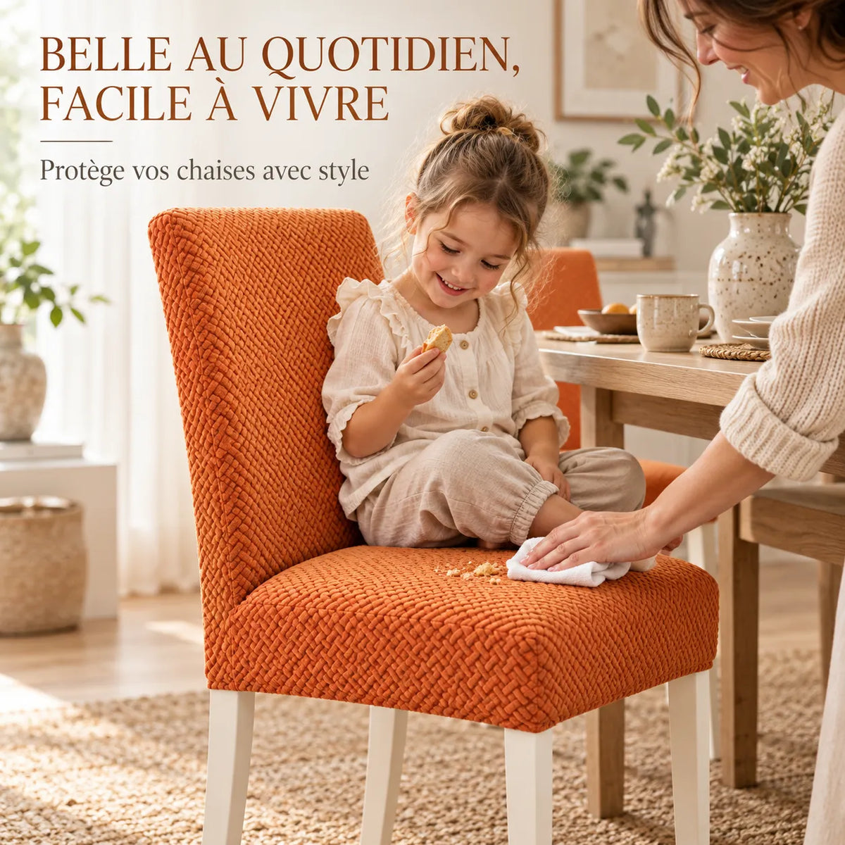 Housse de chaise extensible | Protection universelle en jacquard