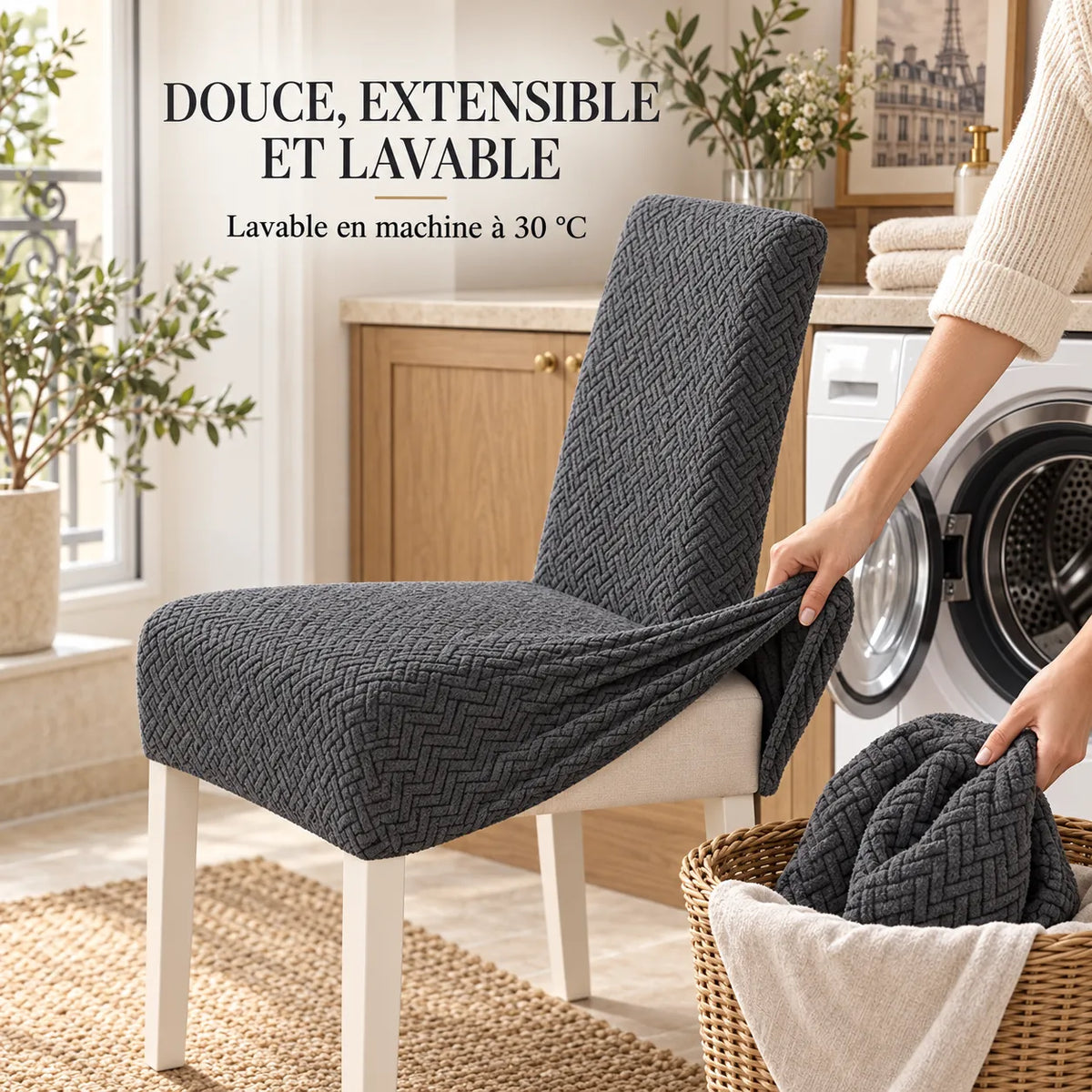 Housse de chaise extensible | Protection universelle en jacquard