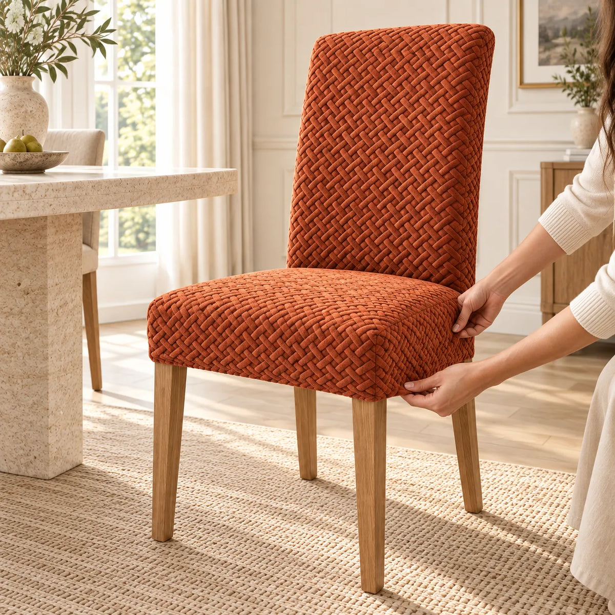 Housse de chaise extensible | Protection universelle en jacquard