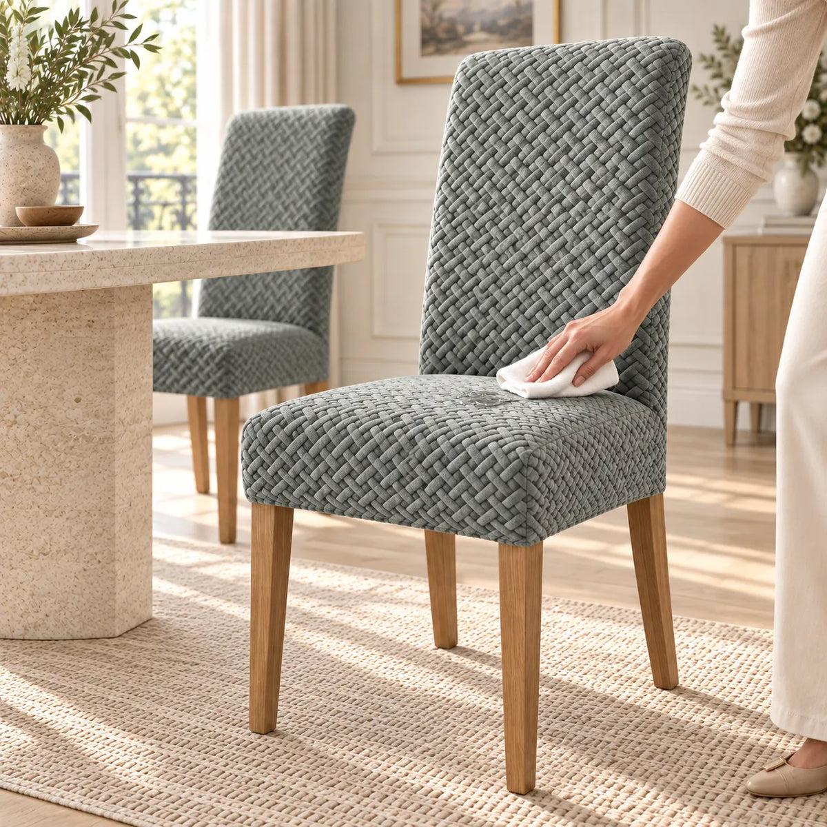 Housse de chaise extensible | Protection universelle en jacquard