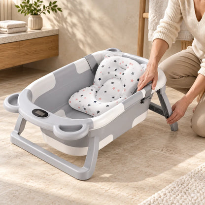 Baignoire bébé pliante | Thermomètre et coussin pour nouveau-né