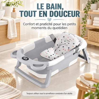 Baignoire bébé pliante | Thermomètre et coussin pour nouveau-né