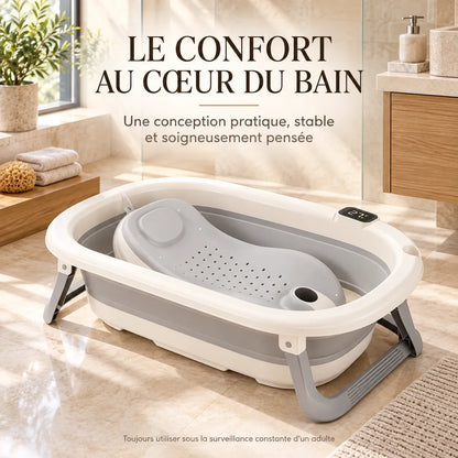 Baignoire bébé pliable XXL | Siège de bain et thermomètre intégré