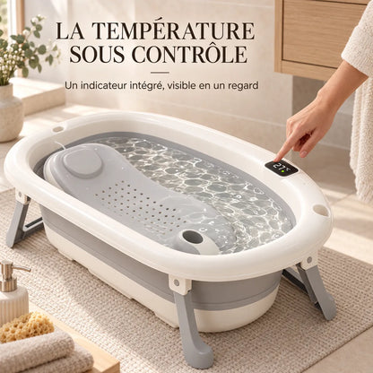 Baignoire bébé pliable XXL | Siège de bain et thermomètre intégré